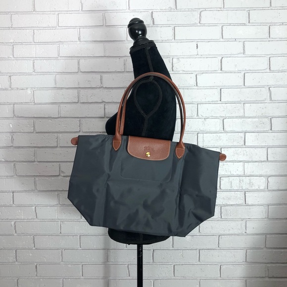 Longchamp Womens Le Pliage Gunmetal Tote Nwt